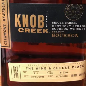 Knob Creek Single Barrel Select Bourbon W-L F-05 R-020 (The Wine & Cheese Place)