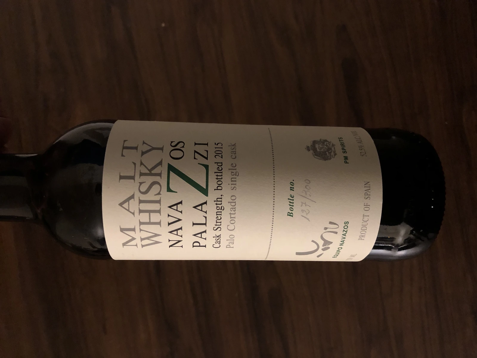Malt Whiskey Navazos Palazzi Cask Strength, Bottled 2015, Palo Cortado Single Cask