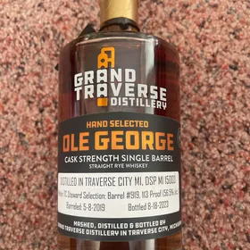 Grand Traverse Distillery Ole George Cask Strength Single Barrel Straight Rye Whiskey