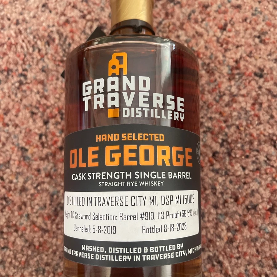 Grand Traverse Distillery Ole George Cask Strength Single Barrel Straight Rye Whiskey