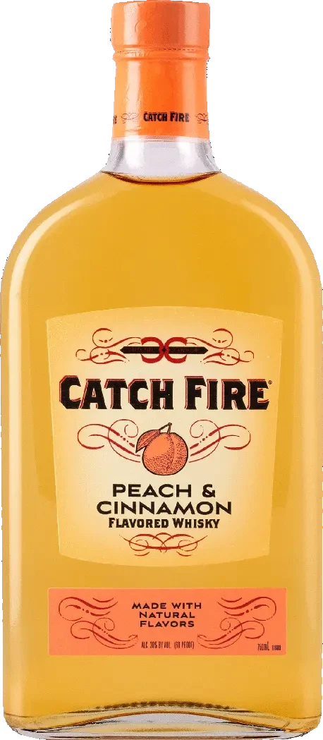 Catch fire peach & cinnamon flavored whiskey