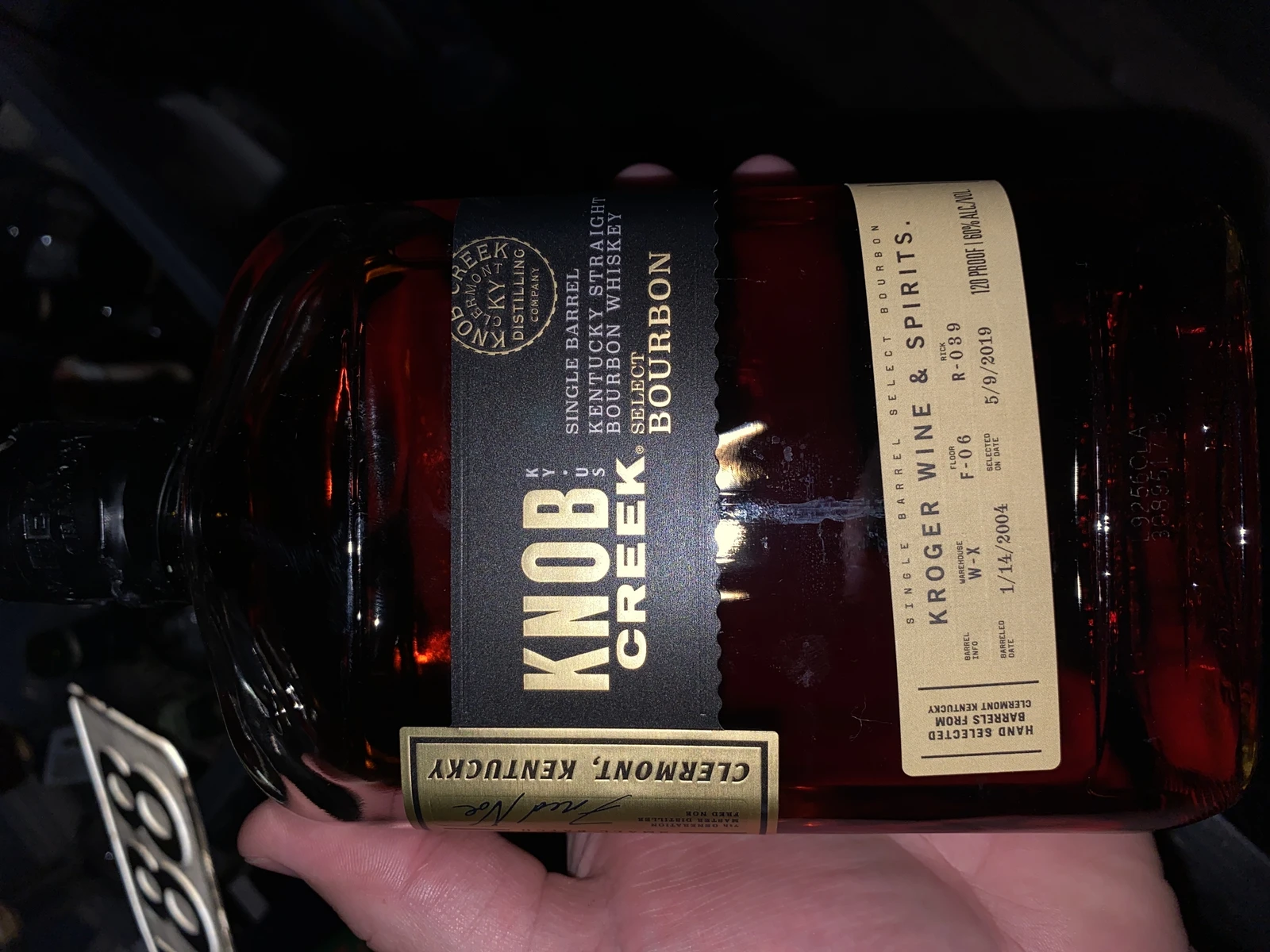 Knob creek Single Barrel Select Bourbon W-X F-06 R-039 (Kroger Wine & Spirits)