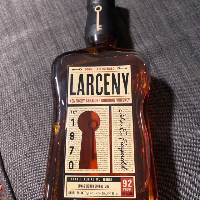 Larceny Kentucky Straight Bourbon Whiskey Single Barrel Lukas Liquor
