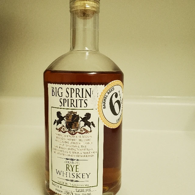 Big Spring Spirits Rye Whiskey Barrel Aged 6 Years