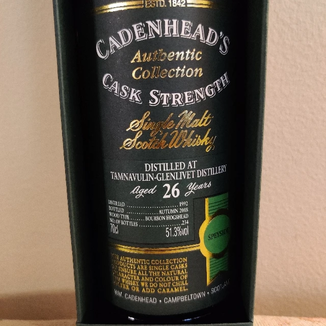 Tamnavulin 26 (1992) (Cadenhead's Authentic Collection)