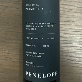 Penelope Project X Straight Bourbon Whiskey Finished In Sauternes Wine Cask - Peach Apricot Turnover