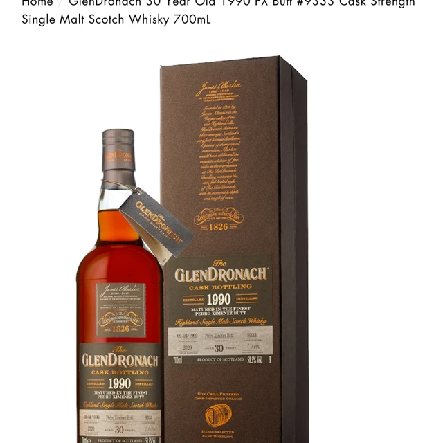 Glendronach 30 YO 1990 PX Butt Cask #9333