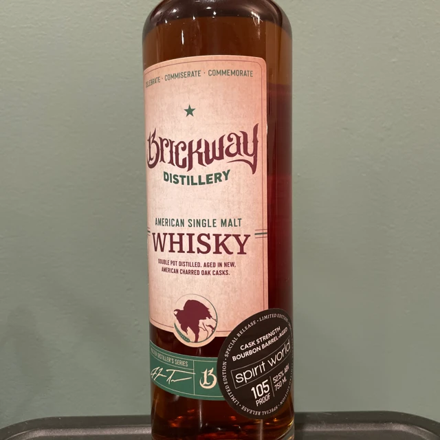 Brickway Distillery American Single Malt Whisky Cask Strength Special Release/Limited Edition (Spirit World)