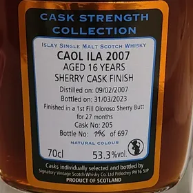 Caol Ila 2007 Sherry Cask Finish - Signatory Vintage 16 Year