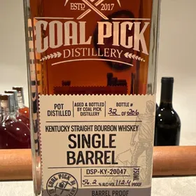 Coal Pick Distillery Kentucky Straight Bourbon Whiskey Single Barrel