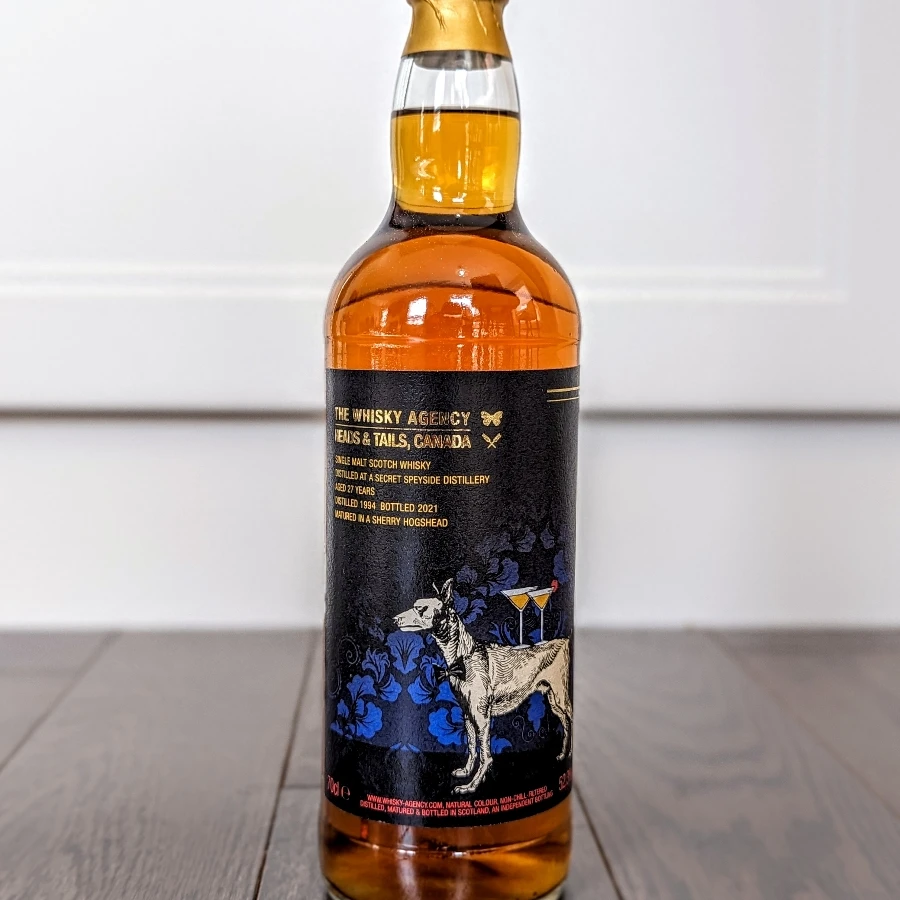 The Whisky Agency Secret Speyside Distillery 1994 27 Year Single Malt Scotch Whisky (Heads & Tails Canada)