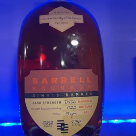Barrel Bourbon Single Barrel Cask Strength Selected by Bourbon Society of the Ozarks Fall 2020