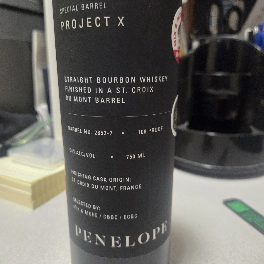 Penelope Project X Straight Bourbon finished in St. Croix Du Mont Barrel (Barrel 2653-2 selected by Mix n More)