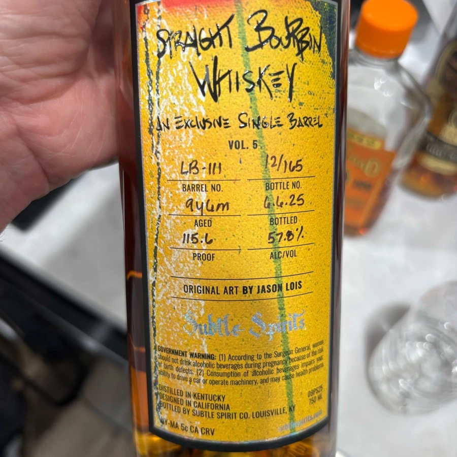 Subtle Spirits Single Barrel Bourbon Whiskey (Windy City Whiskey)