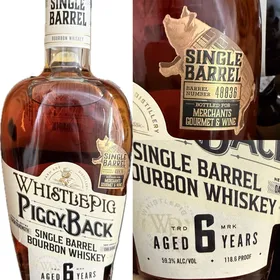 Whistlepig Piggyback 6 Year Single Barrel Cask Strength Bourbon (Merchants Gourmet & Wine Store Pick) Barrel 48836 - 118.6 Proof