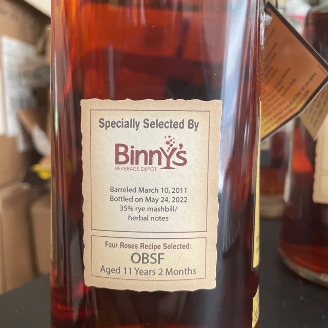 Four roses single barrel barrel proof OBSF (Binny's pick)