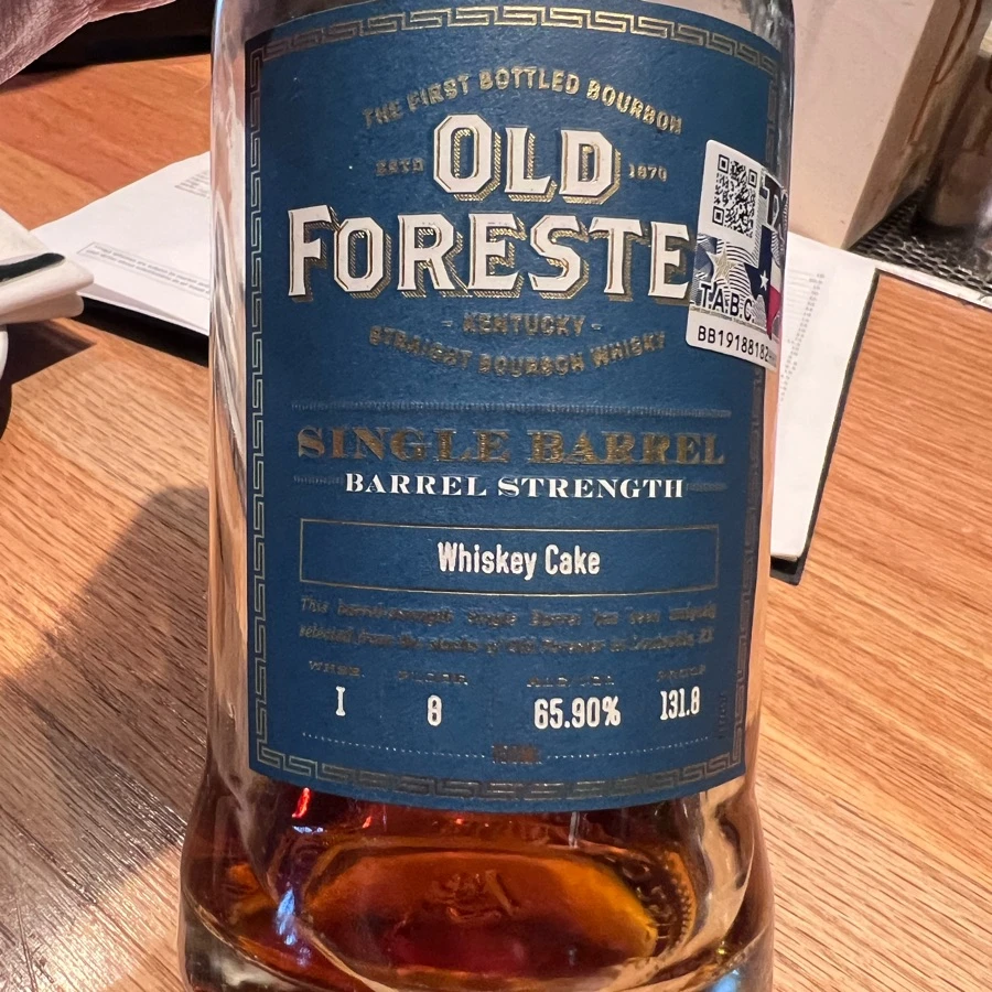 Old Forester Kentucky Straight Bourbon Whiskey Single Barrel Barrel Strength Whse I Floor 8 (Whiskey Cake)