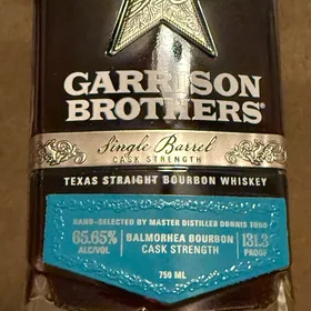 Garrison Brothers Single Barrel Cask Strength Texas Straight Bourbon Whiskey Balmorhea Bourbon Cask Strength (Hand Selected By Master Distiller Donnis Todd) Texas Independence Day 2025