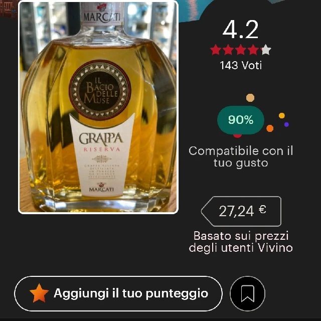 Il Bacio delle Muse Grappa Riserva
