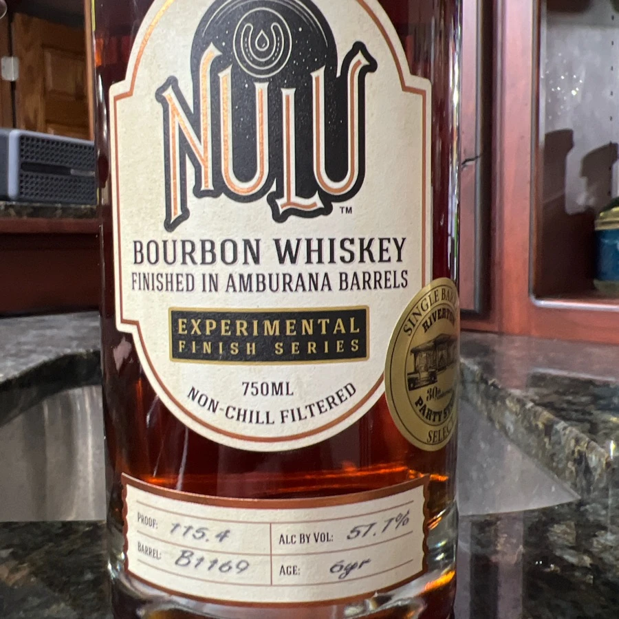 Nulu Bourbon Whiskey Finished In Amburana Barrels (Riverton Party Store Single Barrel Select B1169)
