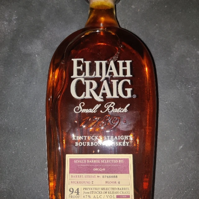 Elijah Craig Small Batch Single Barrel OHLQ #5 (SN 5746688, Rickhouse T, Floor 6)