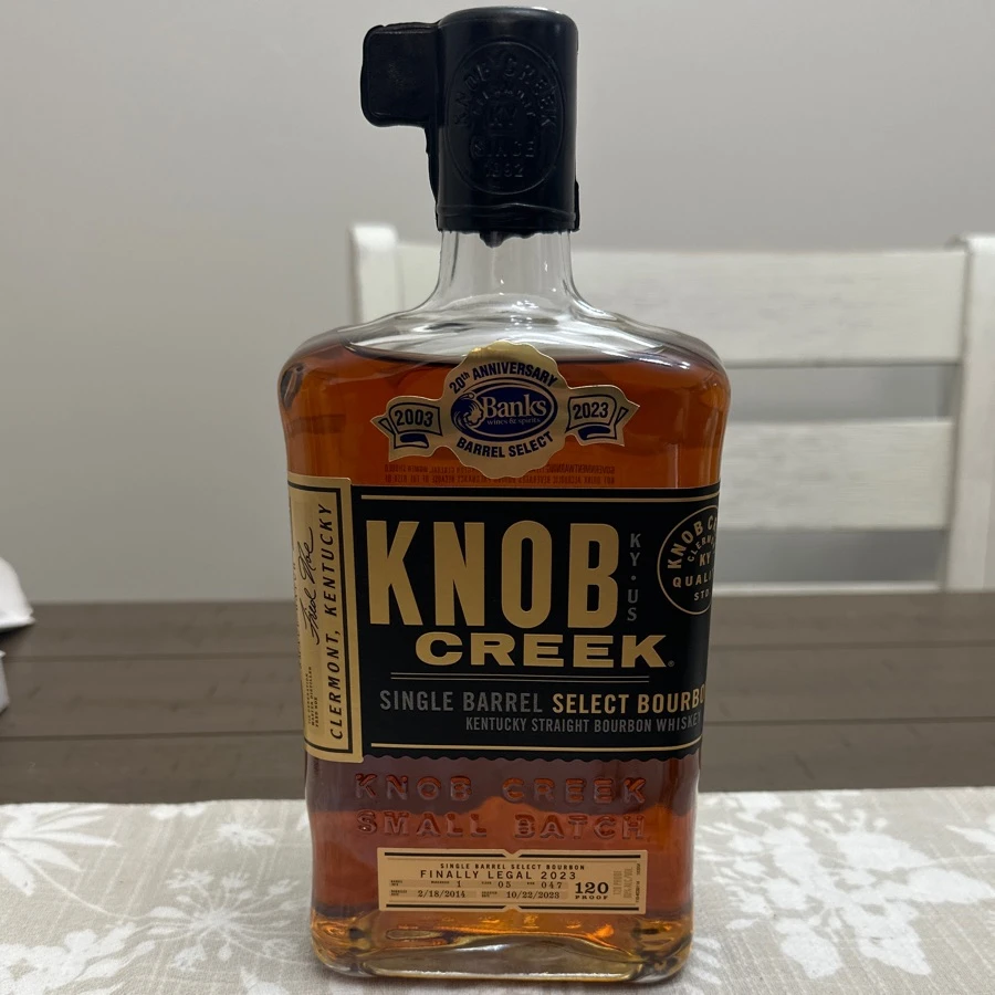 Knob Creek Single Barrel Select Bourbon "Finally Legal 2023" (Banks Wine & Spirit 20th Anniversary Barrel Select)