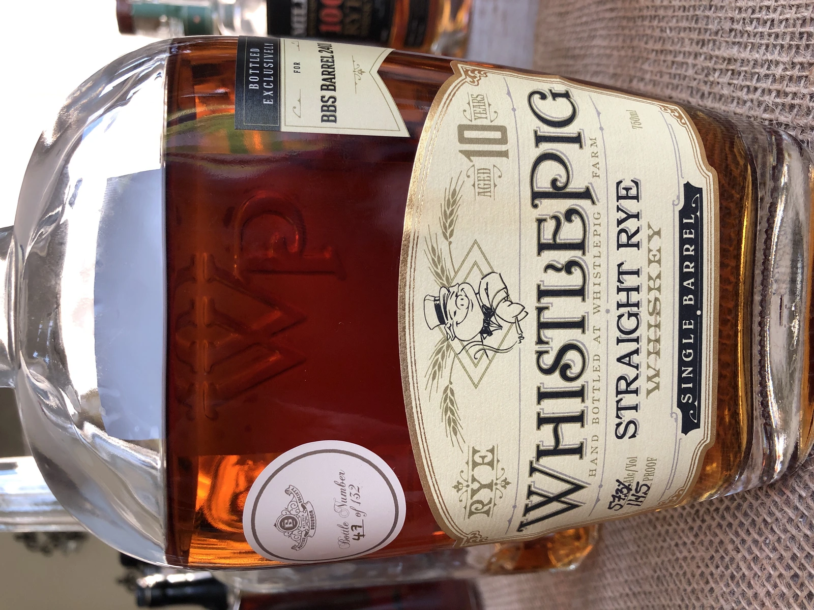 WhistlePig 10 year old straight rye BBS barrel 2401