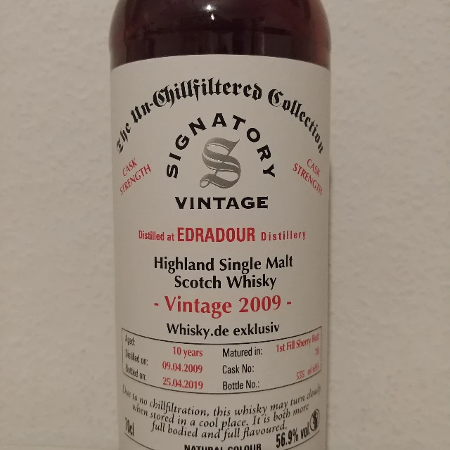 Edradour 2009 10 Year Cask Strength Un-Chillfiltered Collection (Signatory) Whiskey.de exklusiv