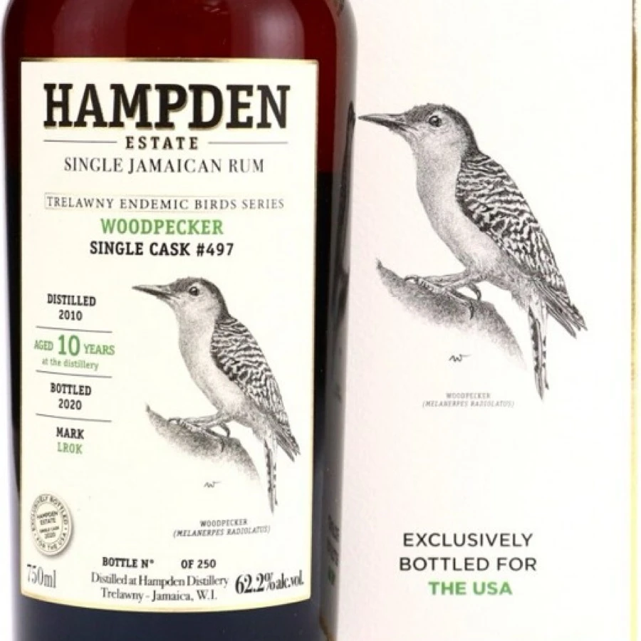 Hampden Estate Distilled 2010 Woodpecker Single Cask #497 Aged 10 Years At The Distillery