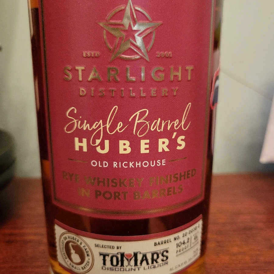 Starlight Single Barrel Hubert's Rye Whiskey finished in Port Barrel Tomar's "Mario"
