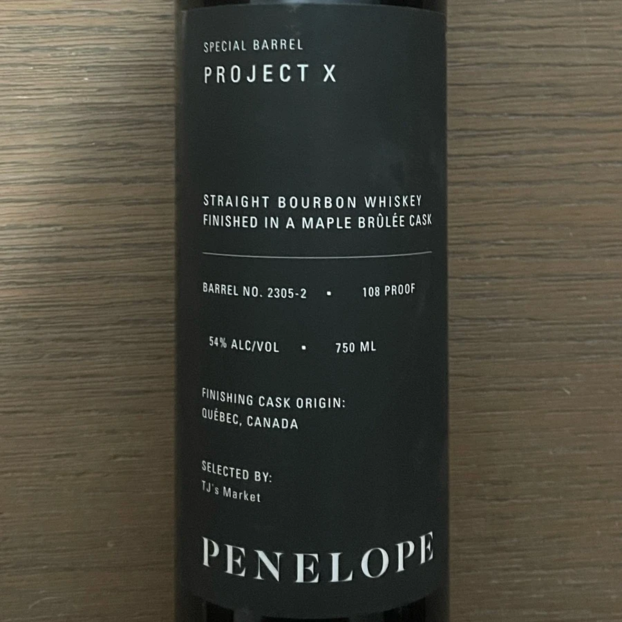 Penelope Project X Straight Bourbon Whiskey Finished In A Maple Brulee Cask