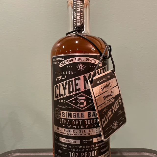 Clyde May's 5 Years Single Barrel Straight Bourbon Whiskey (Spirit World)