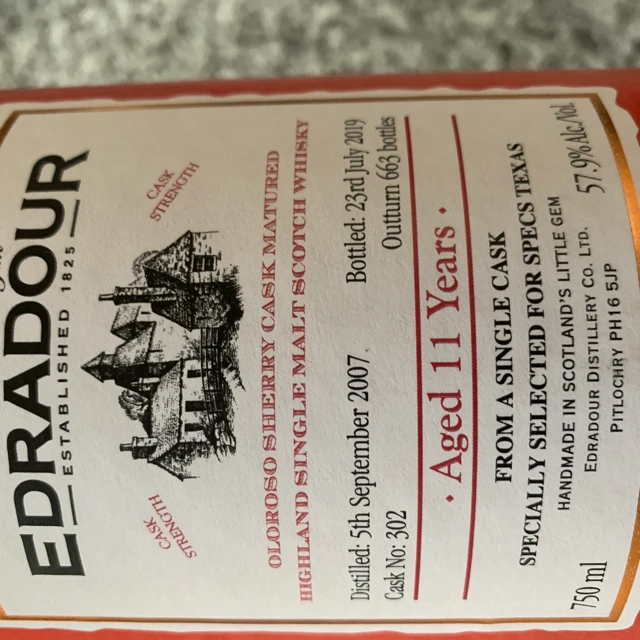 Edradour Oloroso Cask -Spec's