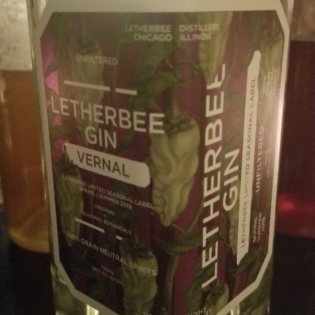Letherbee Gin Vernal 2019