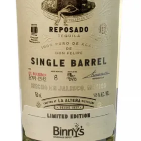 El Tesoro Reposado Single Barrel Ex-Bourbon B044-L342 Binny's Beverage Depot
