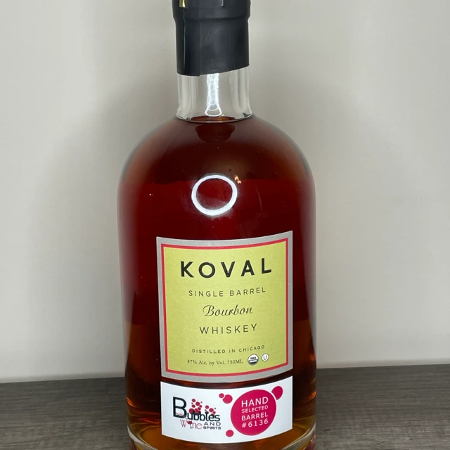 Koval Single Barrel Bourbon Whiskey (Bubbles Wine and Spirits, Barrel #6136)