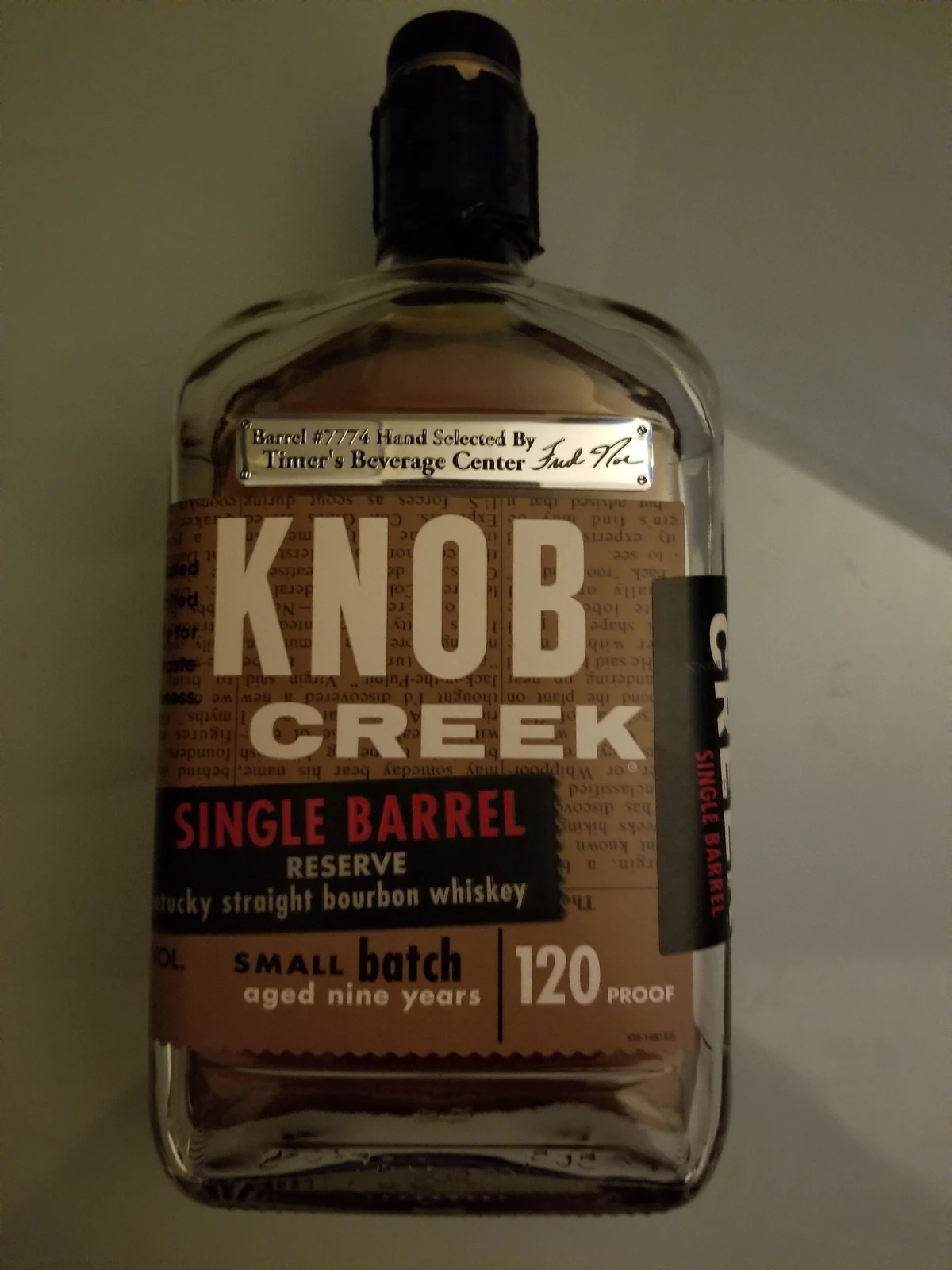 Knob Creek 9 Year Single Barrel Reserve Barrel #7774 (Timer's Beverage Center)