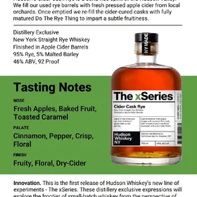 Hudson Whiskey The xSeries Cider Cask Rye