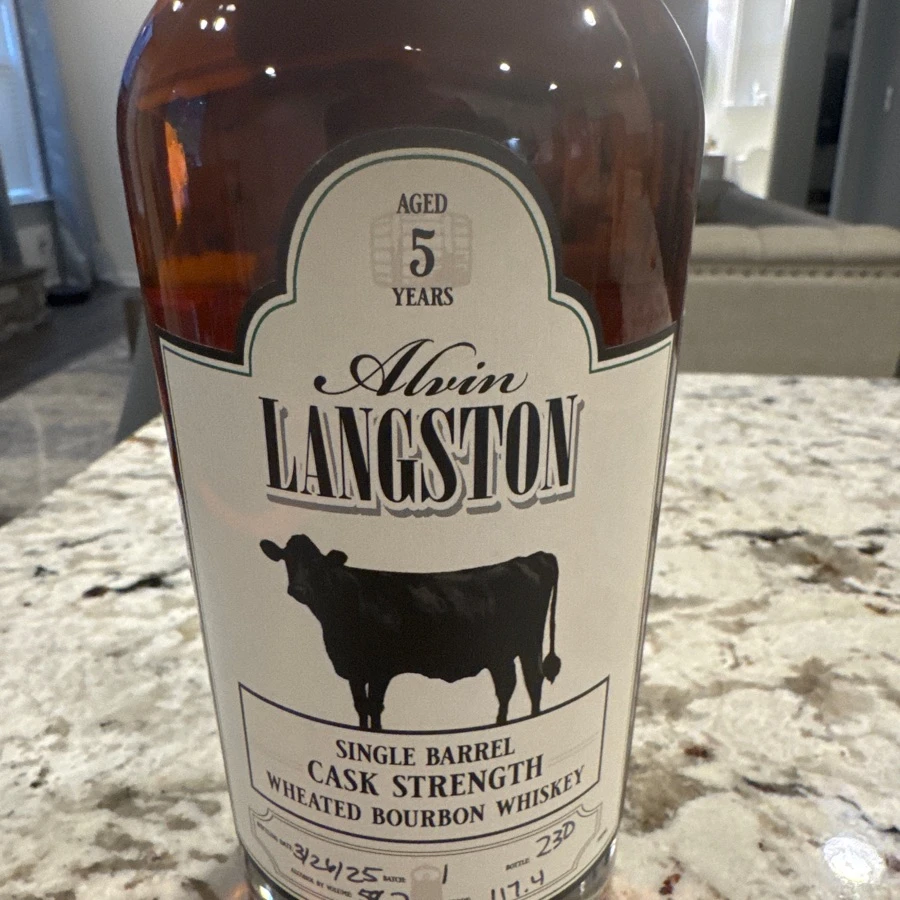 Alvin Langston Single Barrel Cask Strength Wheated Bourbon "O'Darbys Liqour Barn"