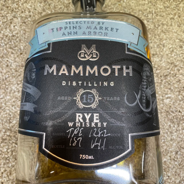 Mammoth 15 Year Single Barrel Rye (Tippins Market - Ann Arbor) "Pineapple Express"