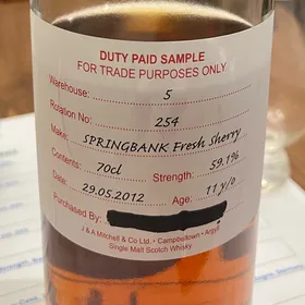 Springbank Fresh Sherry 2012 11 Years