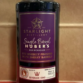 Starlight Single Barrel Huber's Old Rickhouse Rye Whiskey Finished in PX Sherry Barrels