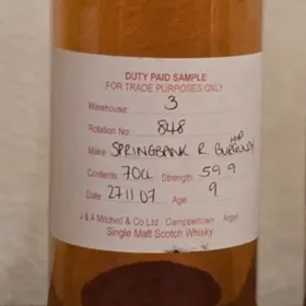 Springbank 2007 9 Years Refill Burgundy