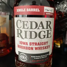Cedar Ridge Iowa Straight Bourbon Whiskey Single Barrel Finished in Estate Port Wine Cask