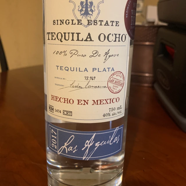 Tequila Ocho Plata Las Aguilas 2017