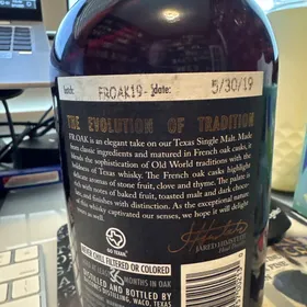 Balcones Texas Single Malt Fr.Oak - FROAK19-1 - 5/30/19