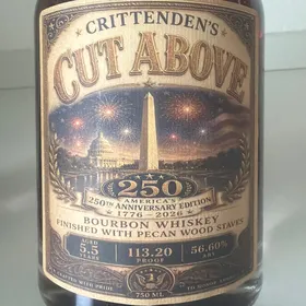 Crittenden's Cut Above (250th anniversary edition) bourbon whiskey finished with pecan wood staves