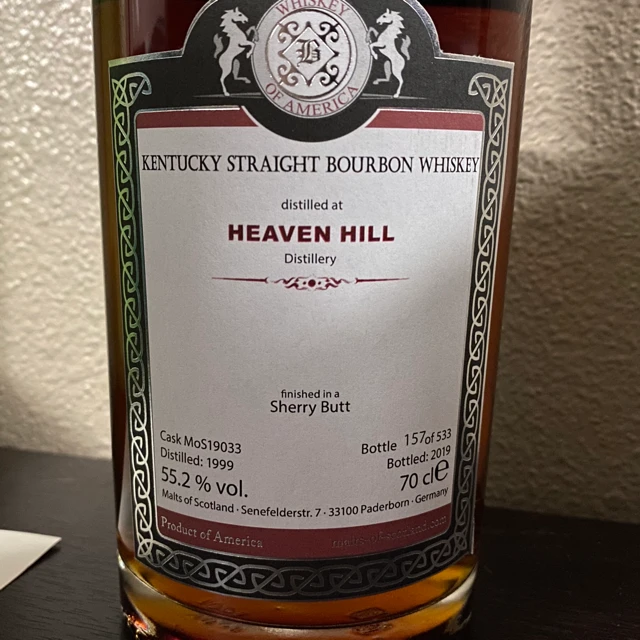 Malts of Scotland, Heaven Hill KY Straight Bourbon Finished in a Sherry Butt (20 Years)
