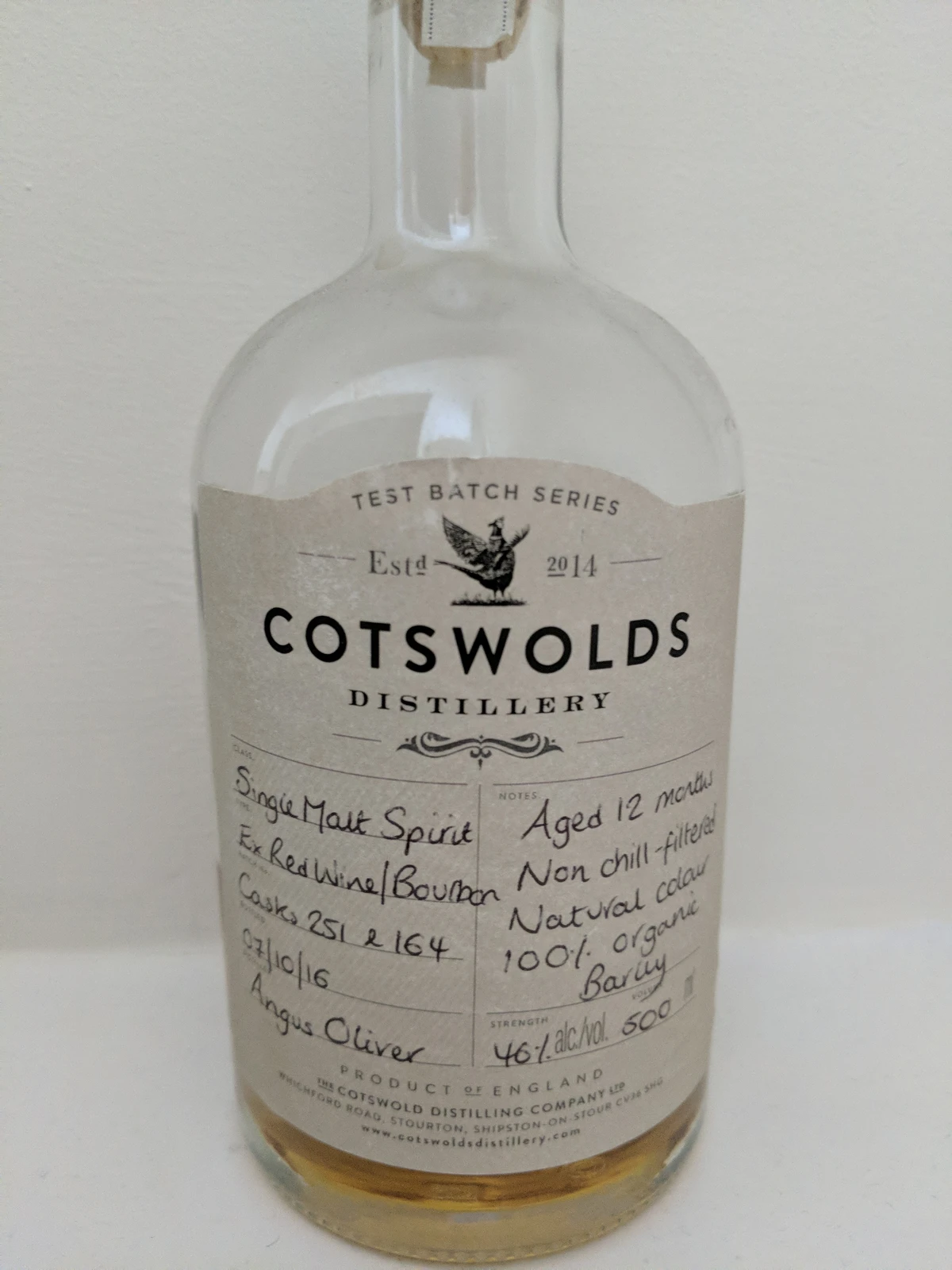 Cotwolds Distillery Single Malt Spirit 2016