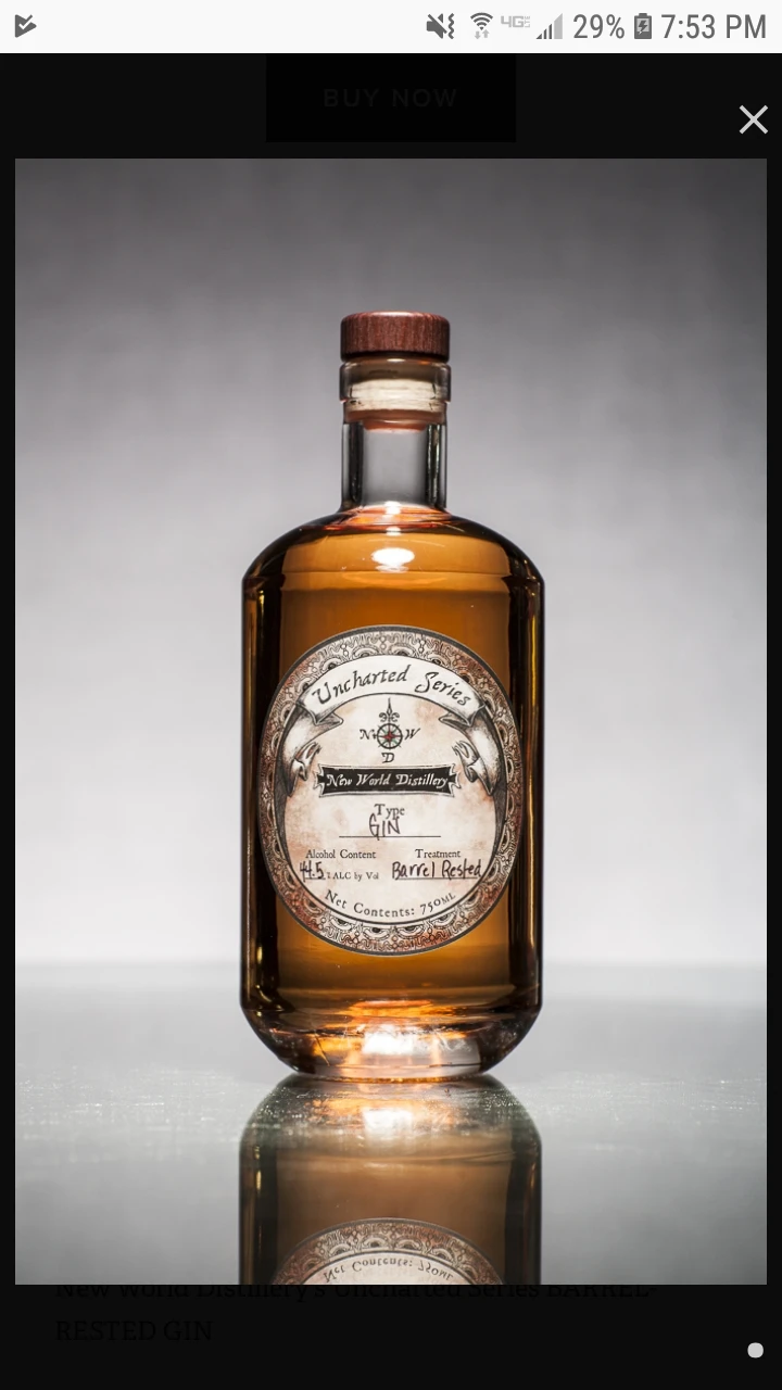 New World Distillery, Uncharted Series Barrel Rested Gin